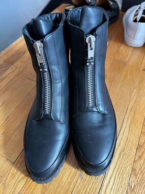 Thursdays Zipper Front Black Leather women’s  Ankle Boots